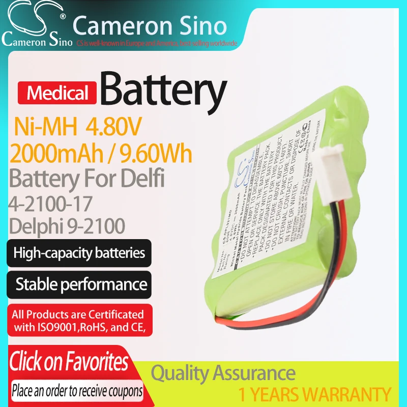 CameronSino Battery for Delfi 9-2100 Portable Tourniquet Systems fits Delphi 6096 Medical Replacement battery 2000mAh/9.60Wh