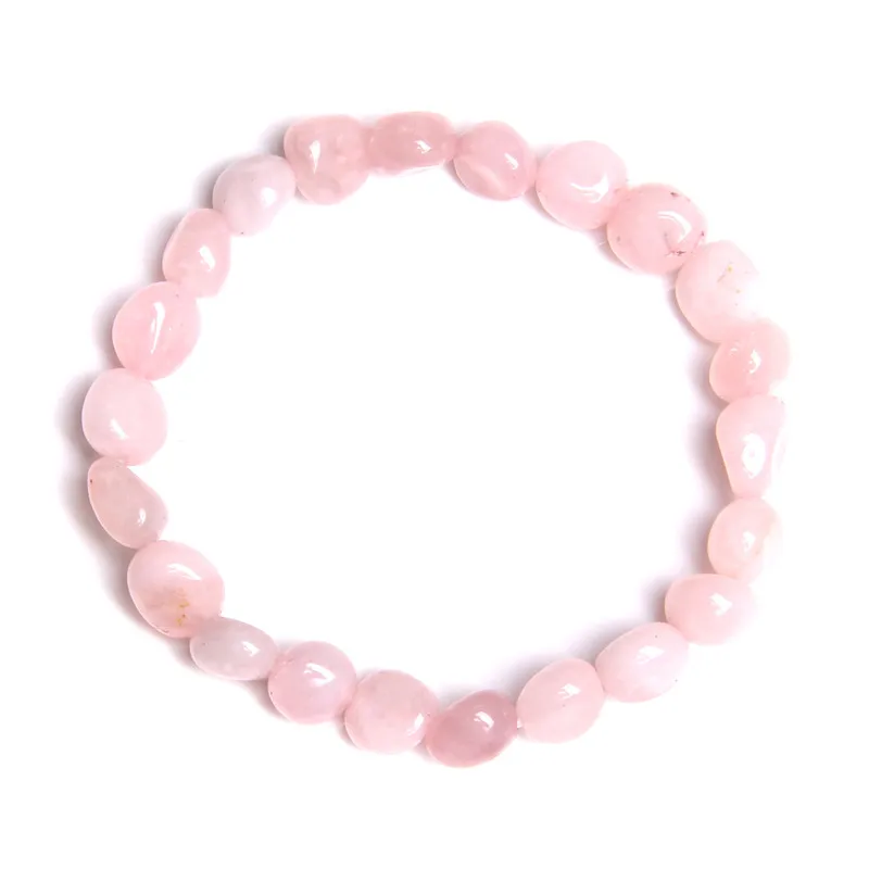 Pink Quartzs Chipped Gravel Beads Bracelets For Women Healing Reiki Irregular Crystal Natural Stone Bracelet Love Health Jewelry