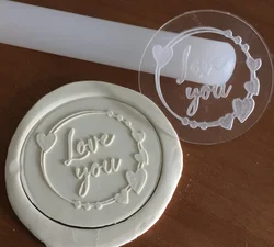 Cake decoration 3inch heart love you outboss acrylic board Cutter reverse stamp embosser Fondant plastic cutter Mould tools