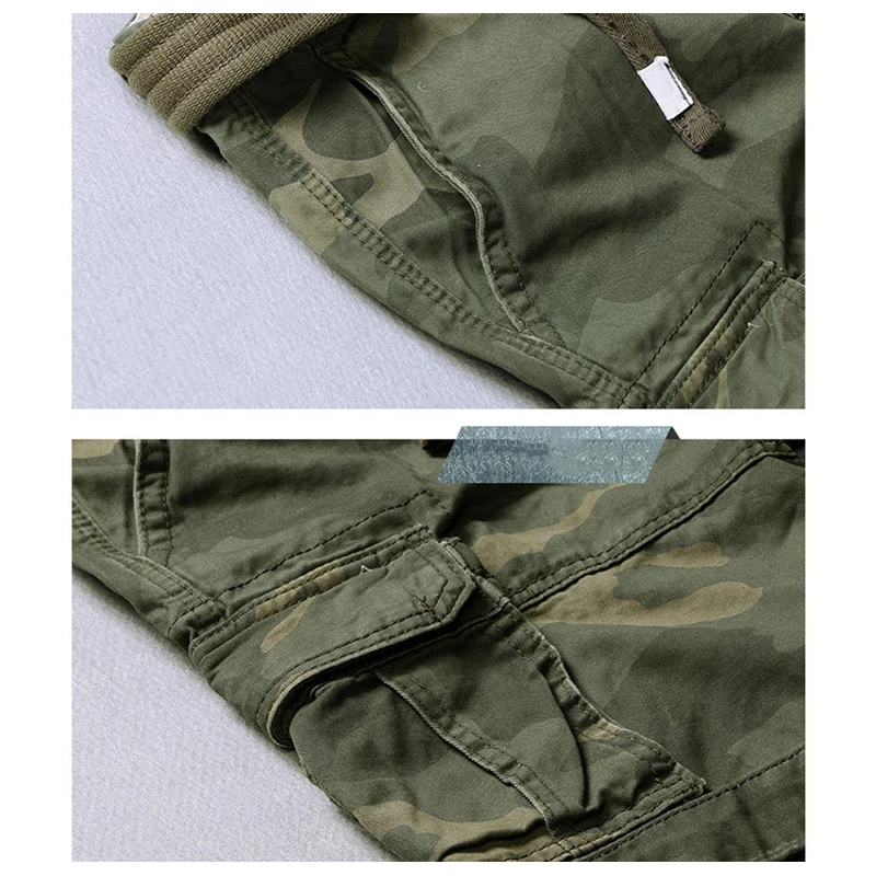 Summer Mid-Rise Large Size Shorts Men Shorts Cotton Multi-Pocket Camouflage Button Button Cardigan Cargo Shorts