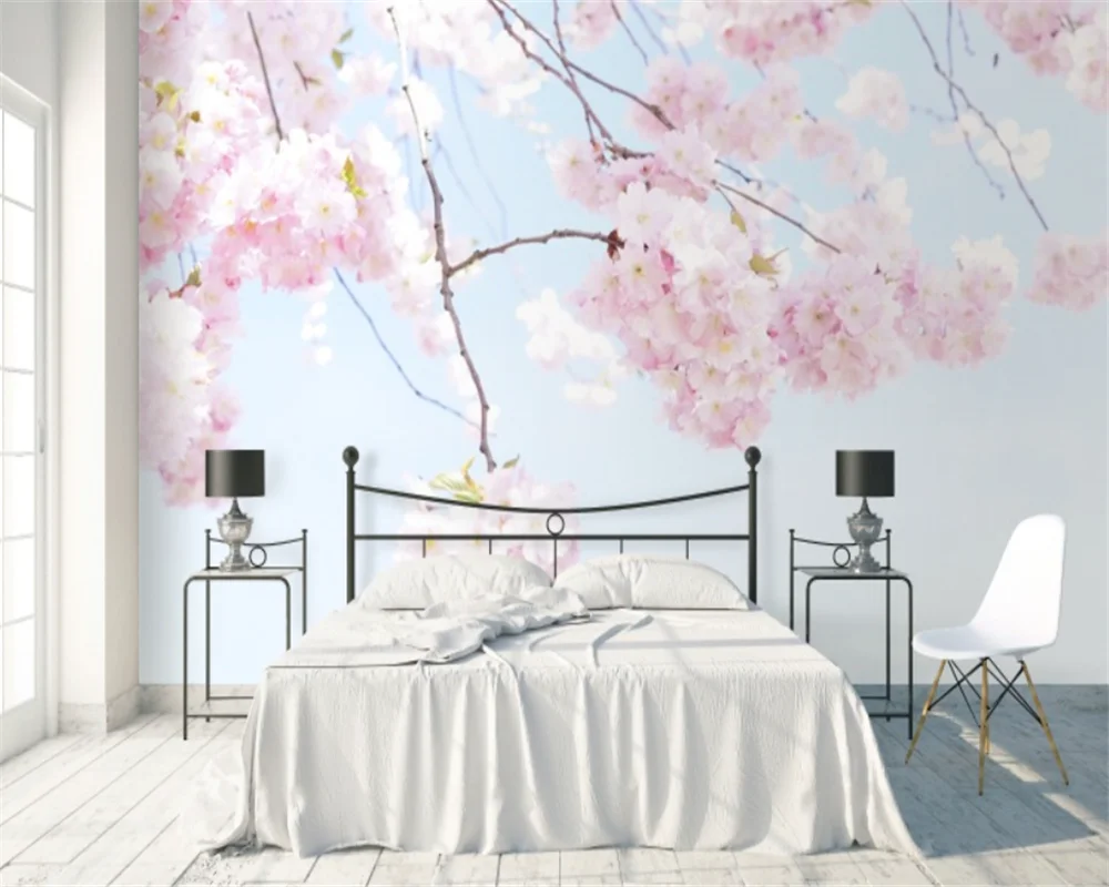 beibehang Customize modern new cherry blossom romantic bedroom living room bathroom background papel de parede wallpaper