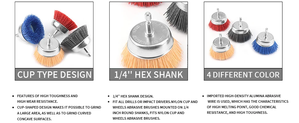 75MM Nylon Tasse Pinsel Schleif Draht Rad Pinsel Für Bohrer Dreh Werkzeug Holz Polieren Entgraten 6mm Schaft Mit 80-240Grit – Detail 3