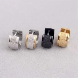 Classic Scrub Huggies Earring Stainless Steel Punk Hip Hop Small Circle Piercing Frosted Ear Jewelry Gifts For Women Men