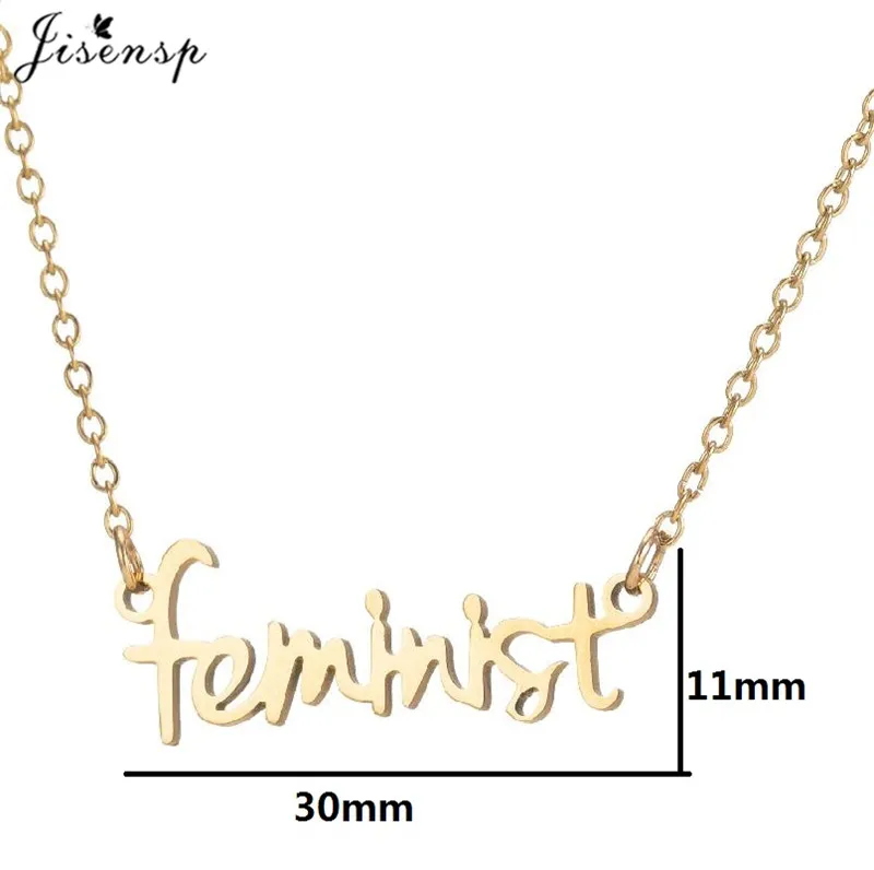 Stainless Steel Letter Feminist Necklace Women Female Strong Woman Girls Power Fashion Jewelry Best Friend Pendants Necklaces