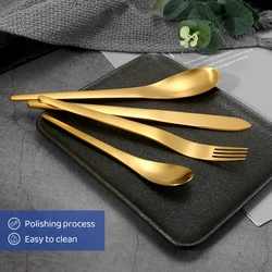 4PCS Cutlery Flatware Set High Quality Gold Dinnerware Set Knife Fork Spoon Set Stainless Steel Kitchen Tableware Set
