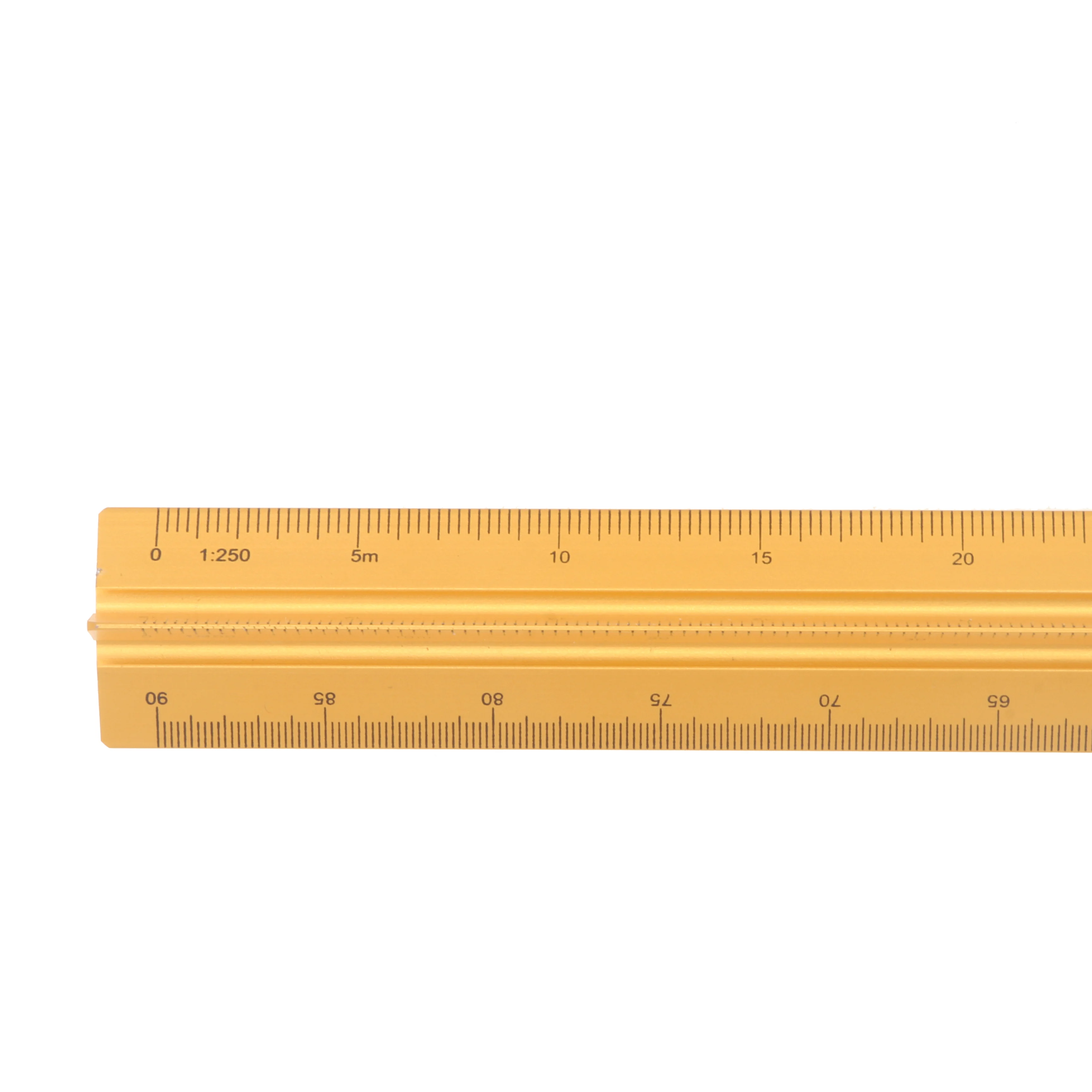 30cm Golden Scale Ruler Engineers Drafting Triangular Architect Scale Aluminum - Grooves