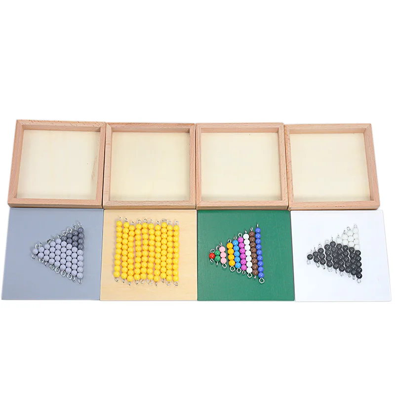 Montessori Toán Học Đồ Chơi Phép Trừ Loài Rắn Trò Chơi 4 Hộp Gỗ Màu Đếm Hạt 1-10 Đồ Chơi Toán Học Cho Học Sinh Sinh Viên giáo Dục