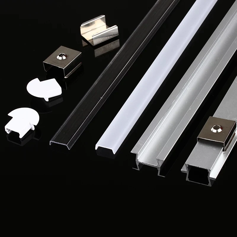 1-30 Stks/partij 0.5 M/stks U/Yw-Stijl Aluminium Profiel Verzonken Frameloos Kanaal Melkachtige Hoes Hoekkast Led Line Bar Strip Lights