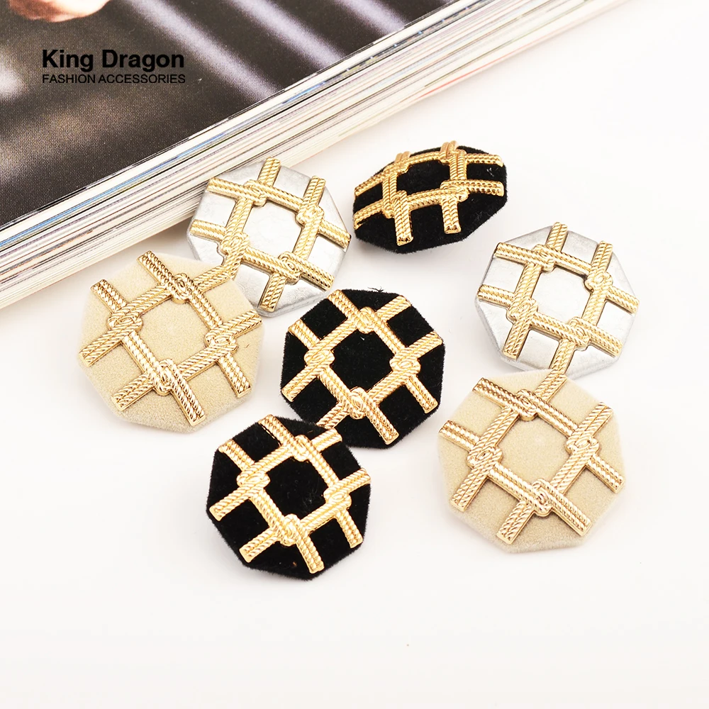 New Arrival Gold Metal Black Suit Button For Clothing Women Coat Sweater Cardigan Sewing Needlework Pop Tide 18/23/25MM KD884