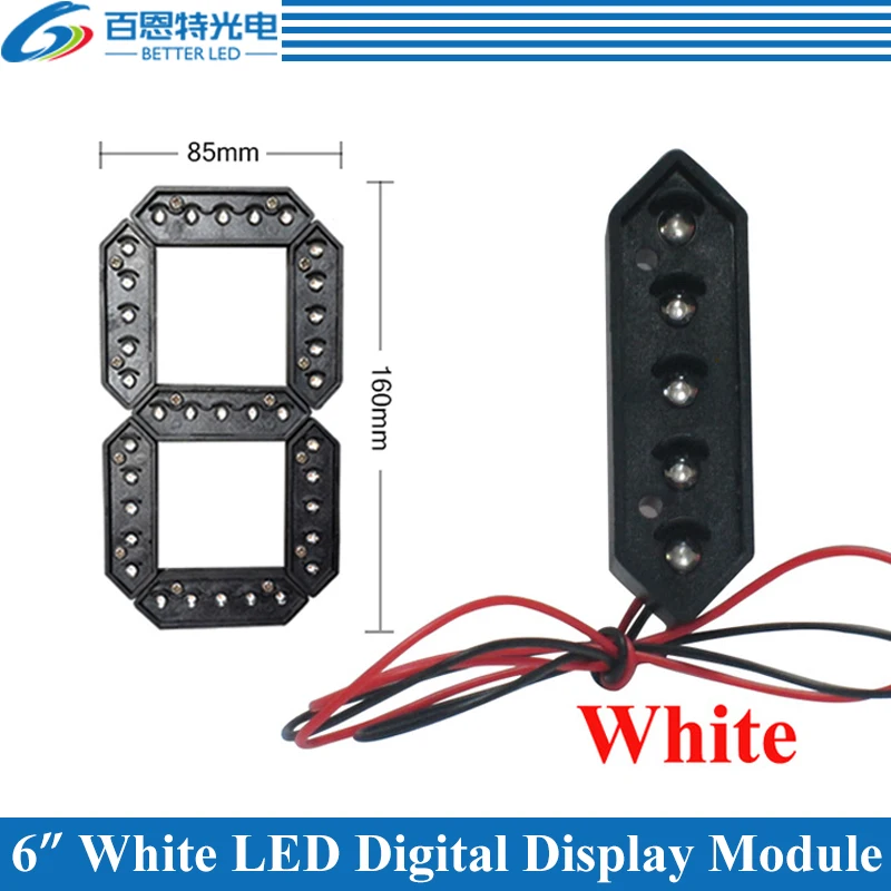 10pcs/lot 6" White Color Outdoor 7 Seven Segment LED Digital Number Module for Gas Price LED Display module
