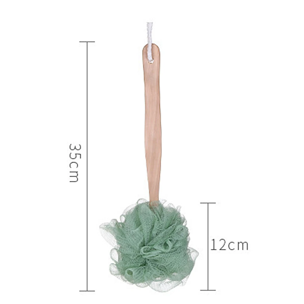 Wooden Long Handle Bath Brush Soft Nylon Mesh Back Scrubber Shower Body Cleaner Sponges Brushe Bathing Ball