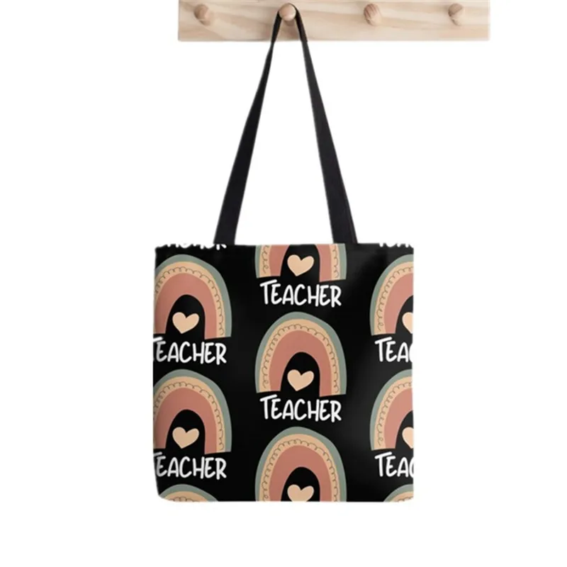 

2021 Shopper Teacher personality Printed Tote Bag women Harajuku shopper Funny handbag girl Shoulder shopping Lady Canvas Bag