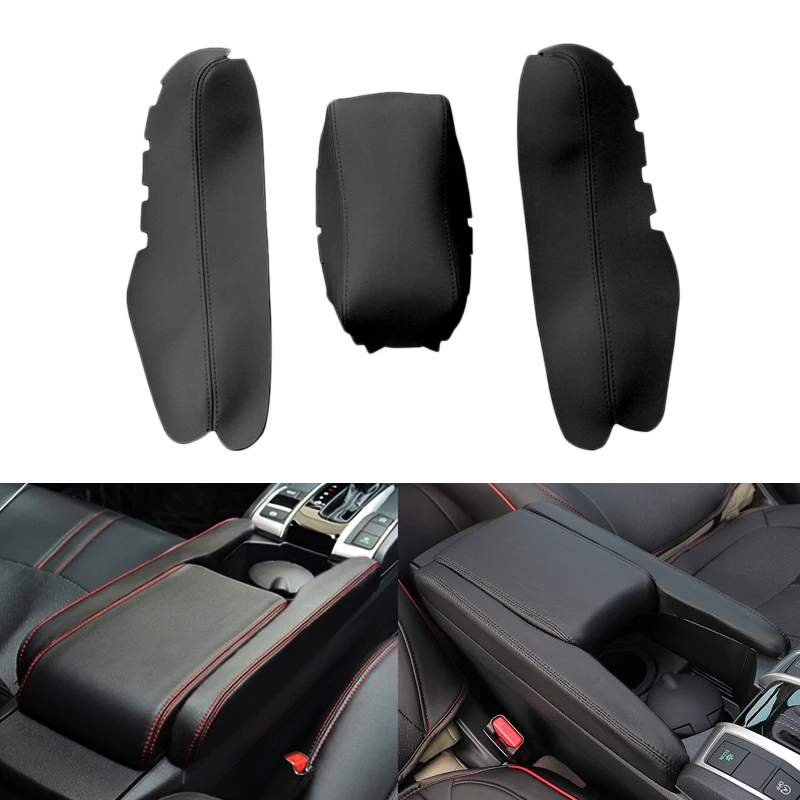 

Center Console Lid Armrest Box / Door Handle Panel Microfiber Leather Protective Cover Trim For Honda Civic 10th Gen 2016 2017