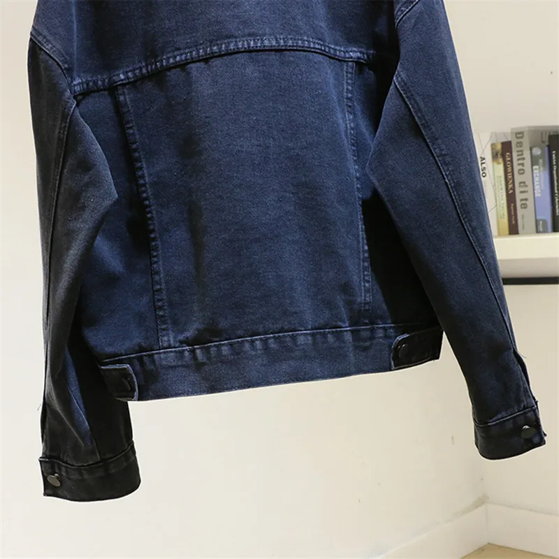 Vintage Schwarze Kurze Denim Jacke Frauen Frühling Herbst Lose Harajuku Einreiher Fledermaus Ärmel Jeans Jacke Mantel Weibliche Outwear