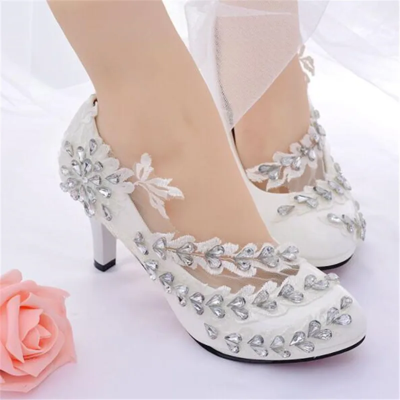 2019 scarpe da sposa con strass bianche scarpe tacco alto da donna scarpe tacco alto da donna taglia 34-42