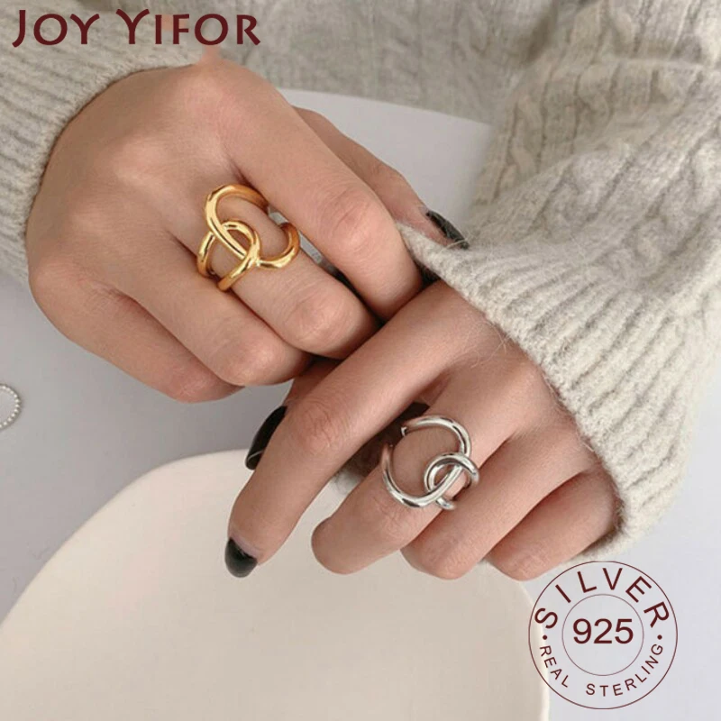 

Minimalism 925 Sterling Silver Finger Rings for Women Couple Vintage Cross Winding Party Jewelry Gift Prevent Allergy