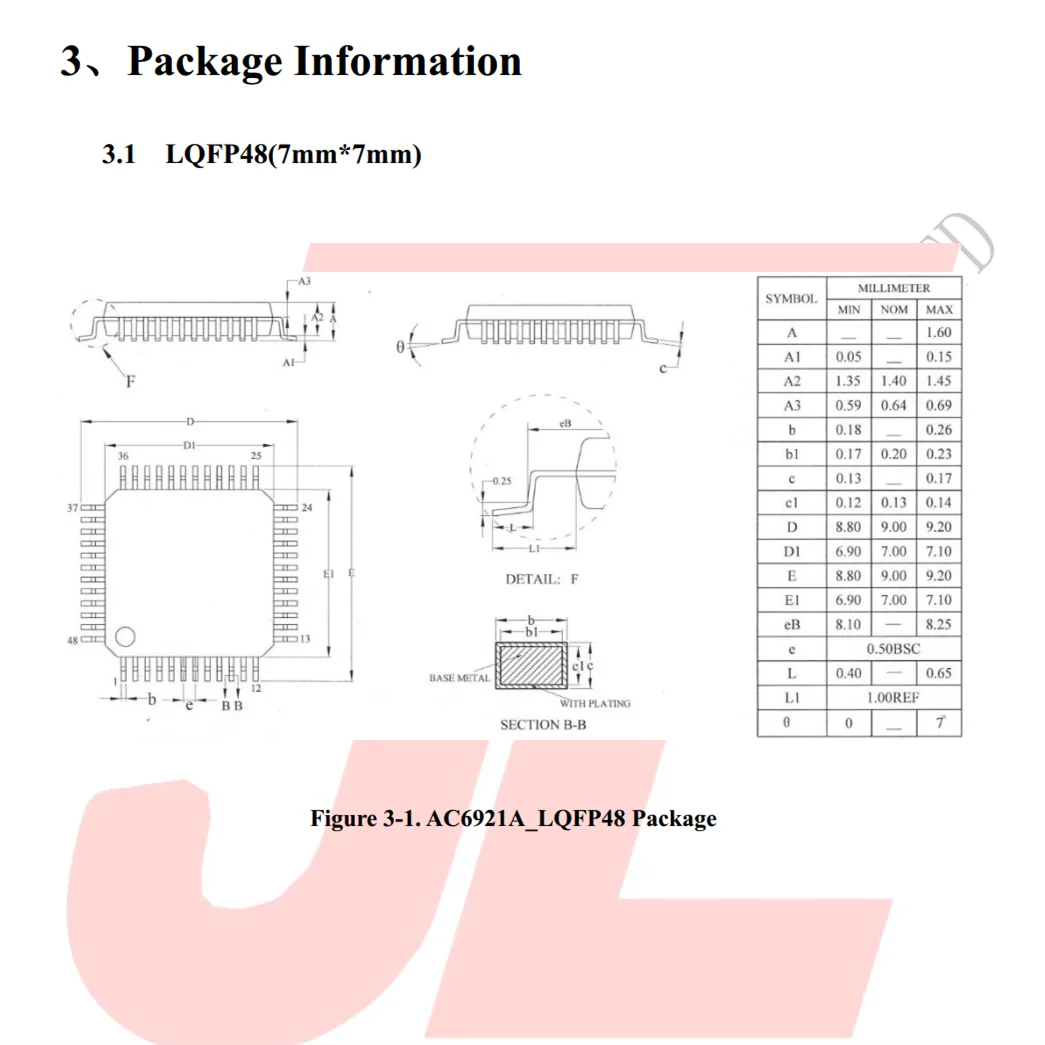Bluetooth compatible chip AC6921A LCD LED IIS RTC plug-in SPI Flash chip