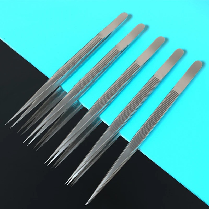 1Pcs High Quality Stainless Steel Frosted Jewelry Tweezers 165Mm Straight Pointed Anti Static Forceps Diamond Gem Making Tool