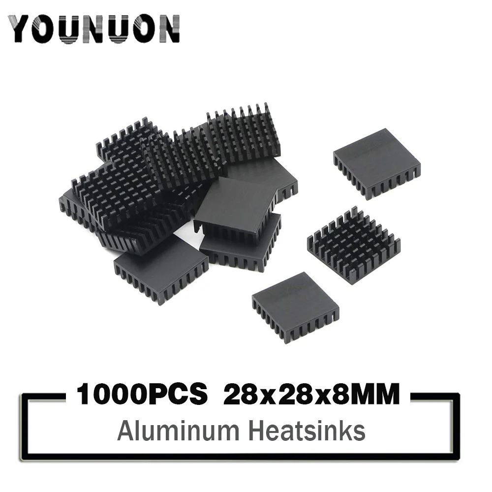 

1000Pcs YOUNUON Cooler IC LED Heat sink Cooling Aluminum Heatsink 28X28X8MM Aluminum Radiator Heat Sink Extrusion Cooler Pad