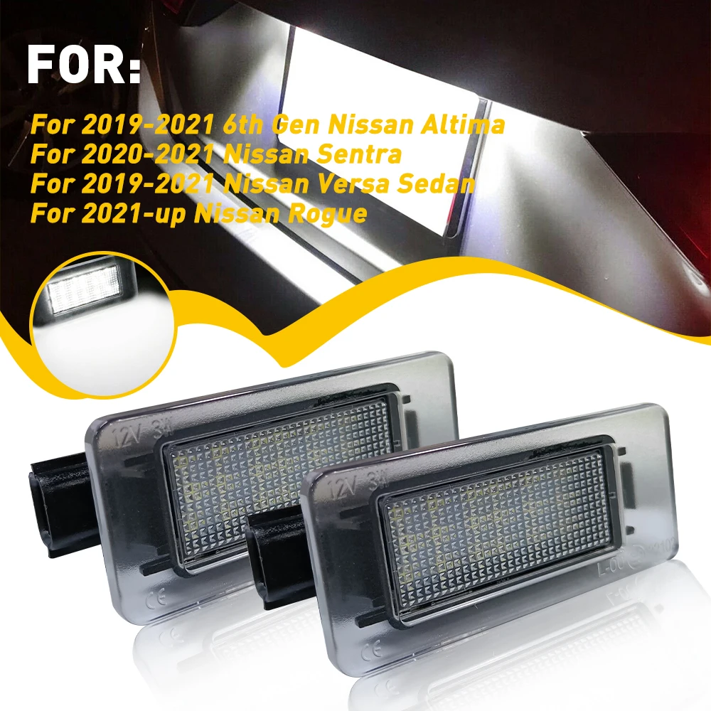 2Pcs Canbus 12V 18Led Number License Plate Light Lamp For Nissan Altima Sentra Versa Sedan Rogue 2019 2020 2021-up Auto Parts