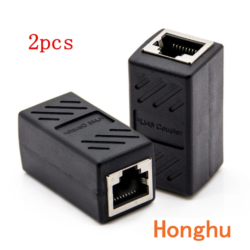 2pcs RJ45 Connector Cat7/6 Ethernet Adapter Network Extender Convertor Extension Cable for Ethernet Cable Female to Fem