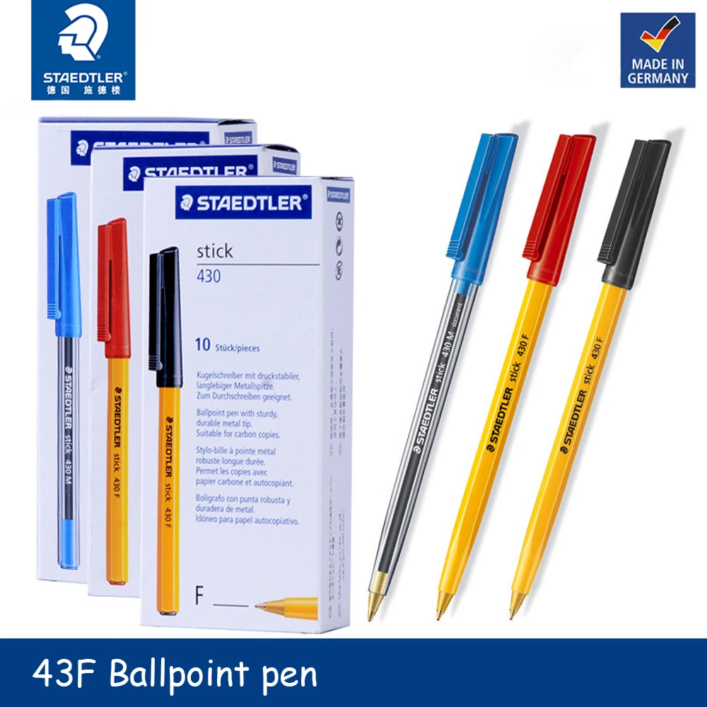 Germany Staedtler Stick 430F 0.5mm 10pcs/lot Ballpoint Pen Red/Blue/Black Statonery School & Office Supplies