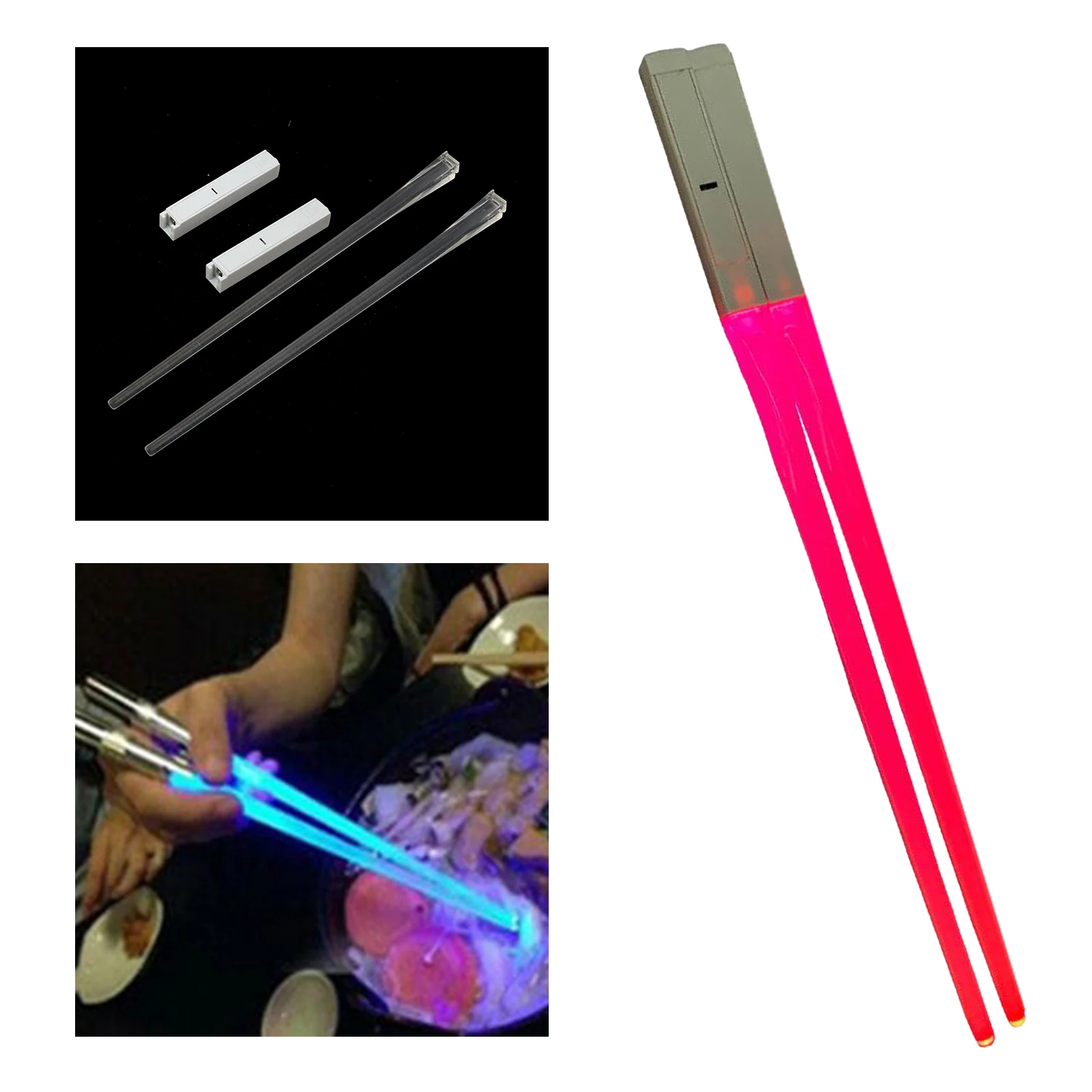 Chopsticks Light Up LED Glowing Light Saber Chop Sticks Reusable Sushi Lightup Sabers Chopstick Set of 1 Pairs