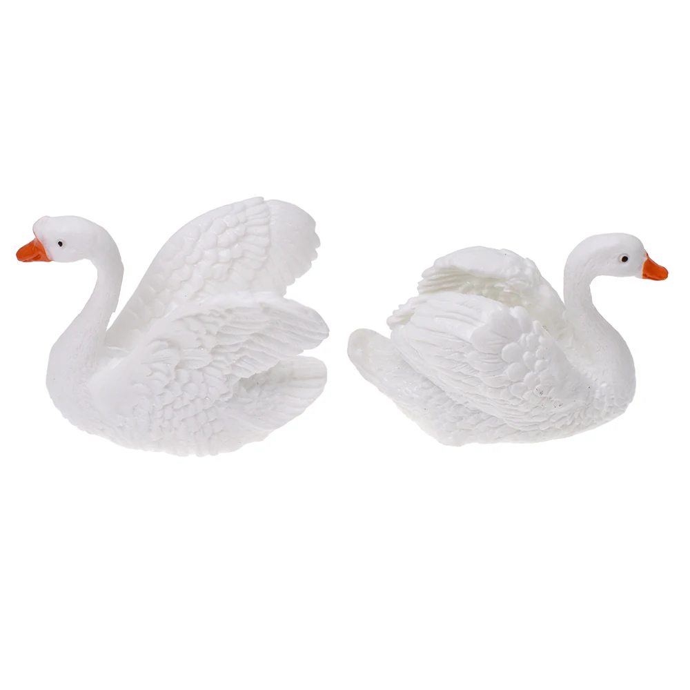 Accesorios en miniatura para casa de muñecas, conjunto de cisne para amantes, pájaro, Animal, modelo, estatuilla, adorno para el hogar, artesanía, decoración de hadas de jardín DIY