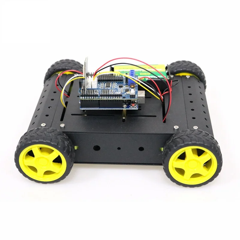 WiFi/Bluetooth/Control de mango C400 RC 4wd chasis de coche inteligente con placa R3 + Placa de controlador de Motor de carretera 2/4 para Arduino DIY Robot