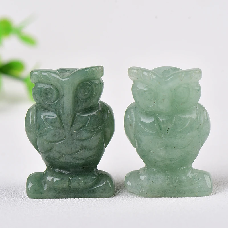 1PC 100% Natural Stone Carved Owl Animal Ornaments Tigers Eye Crystal Stone Crafts Handmade Figurine Home Decor collect DIY Gift