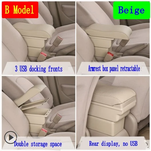 For Seat Ibiza Armrest Box Arm Elbow Rest Center Console Storage Case Modification Accessories with Cup Holder USB Port image 3