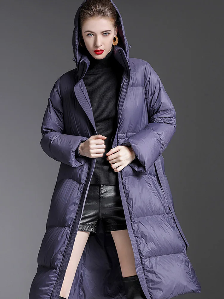 Winter women\'s down jacket black  blue 8XL size puffer hooded zipper loose brand high quality down coat