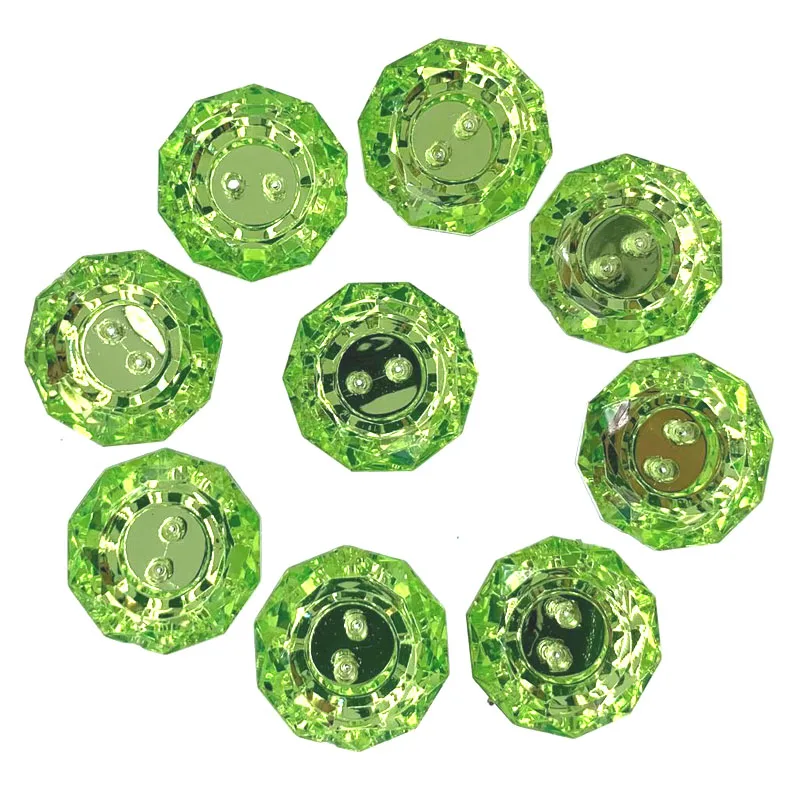 24Pcs Green Rhinestone acrylic button sewing faceted glittering buttons for crafts garment accessory 18.0mm