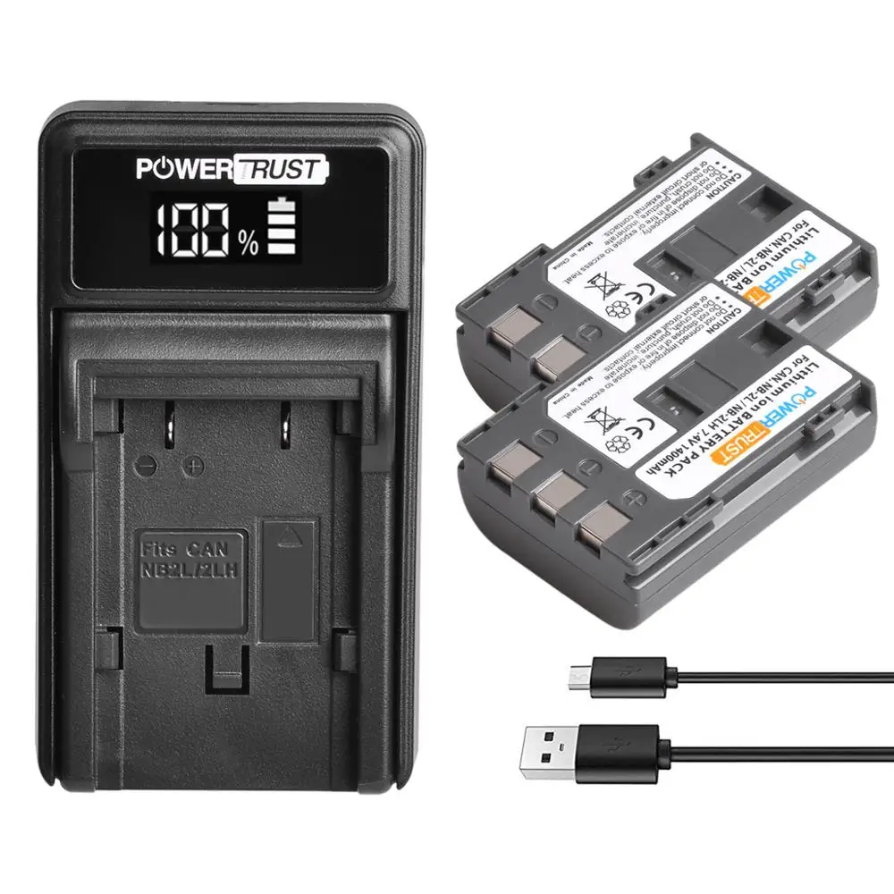 

1400mAh NB-2L NB-2LH NB2LH Battery + LED USB Charger for Canon PowerShot G7 G9 S30 S40 S45 S50 S60 S70 S80 DC410