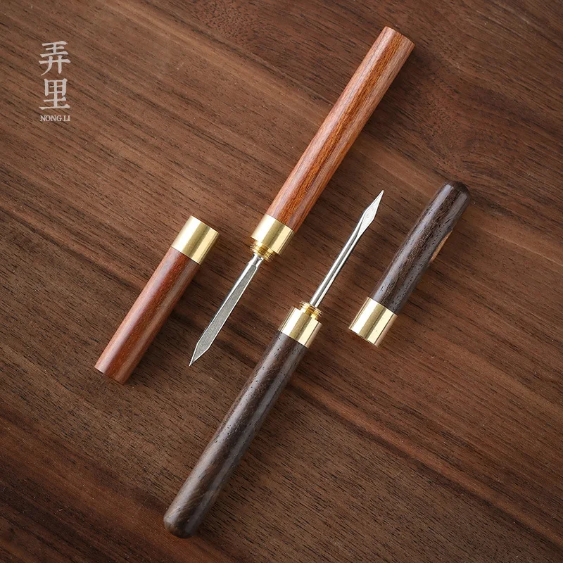 Blackwood Pu'er Tea Knife Tea Needle Tea Awl Purple Red Sandalwood Copper Stainless Steel Rosewood Pure Copper Stainless Steel