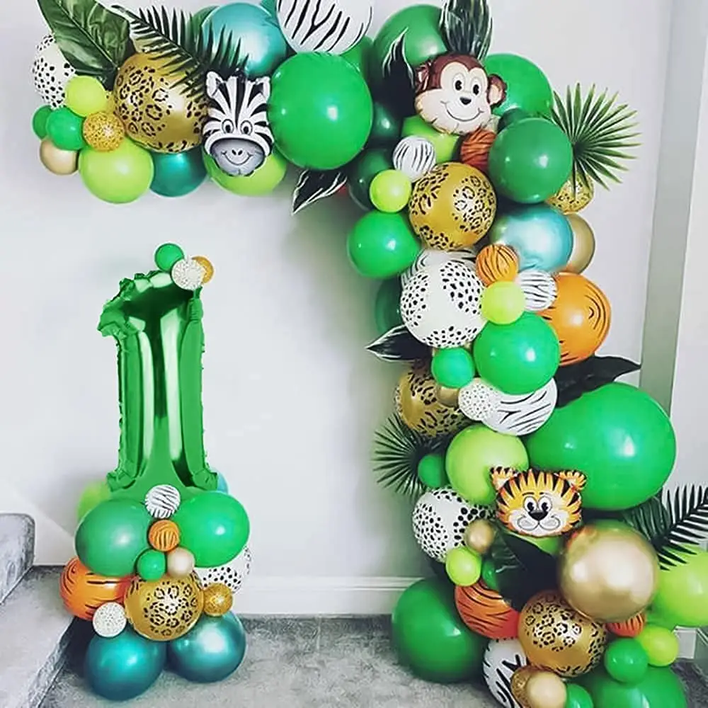Decoración de globo de cumpleaños para niño de 1 a 9 años, temática de  jungla y, image size:1000x1000