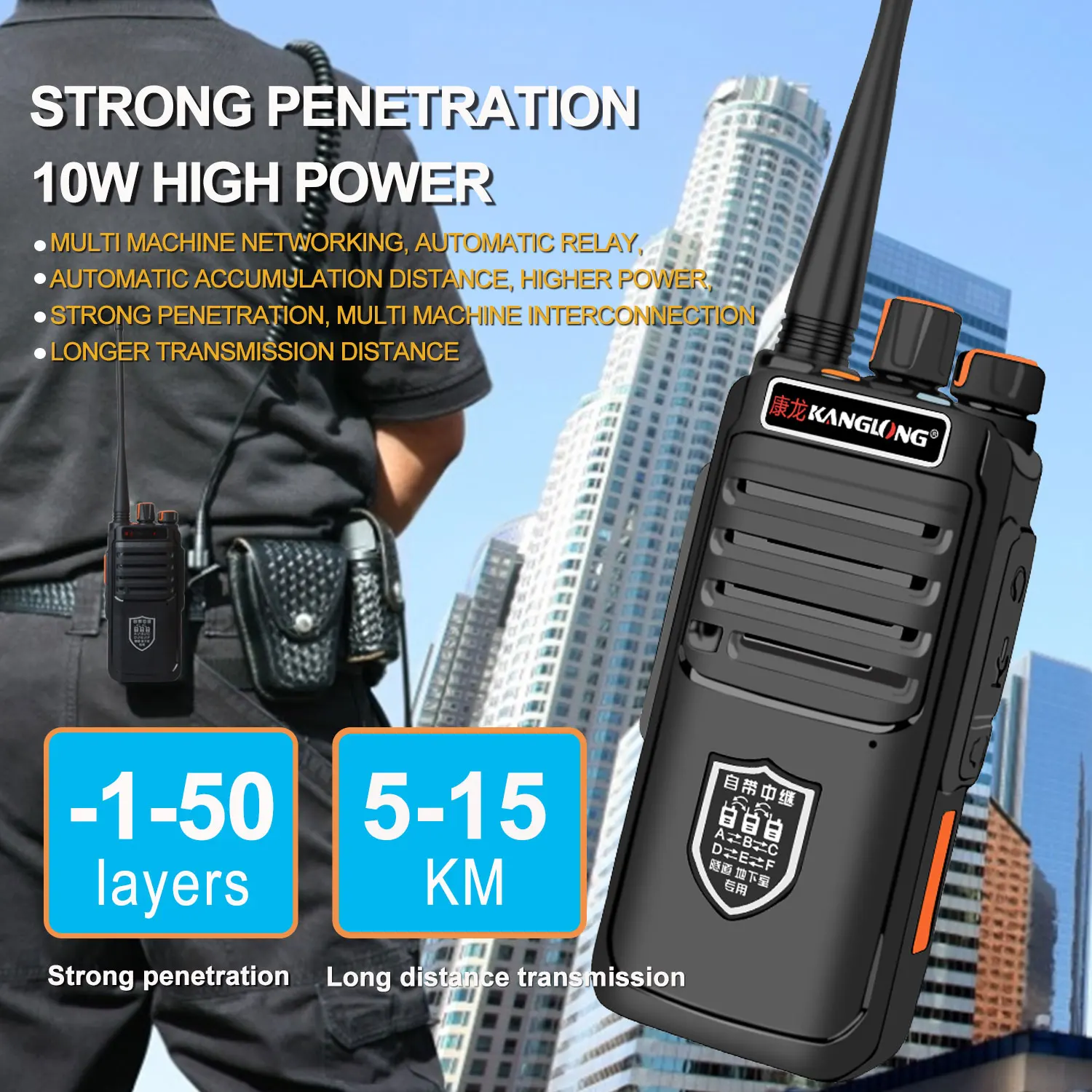 

10W Powerful Portable Walkie Talkie UHF Repeater Transceiver Long Range Ham Two Way Radio Communicator with Repeater function