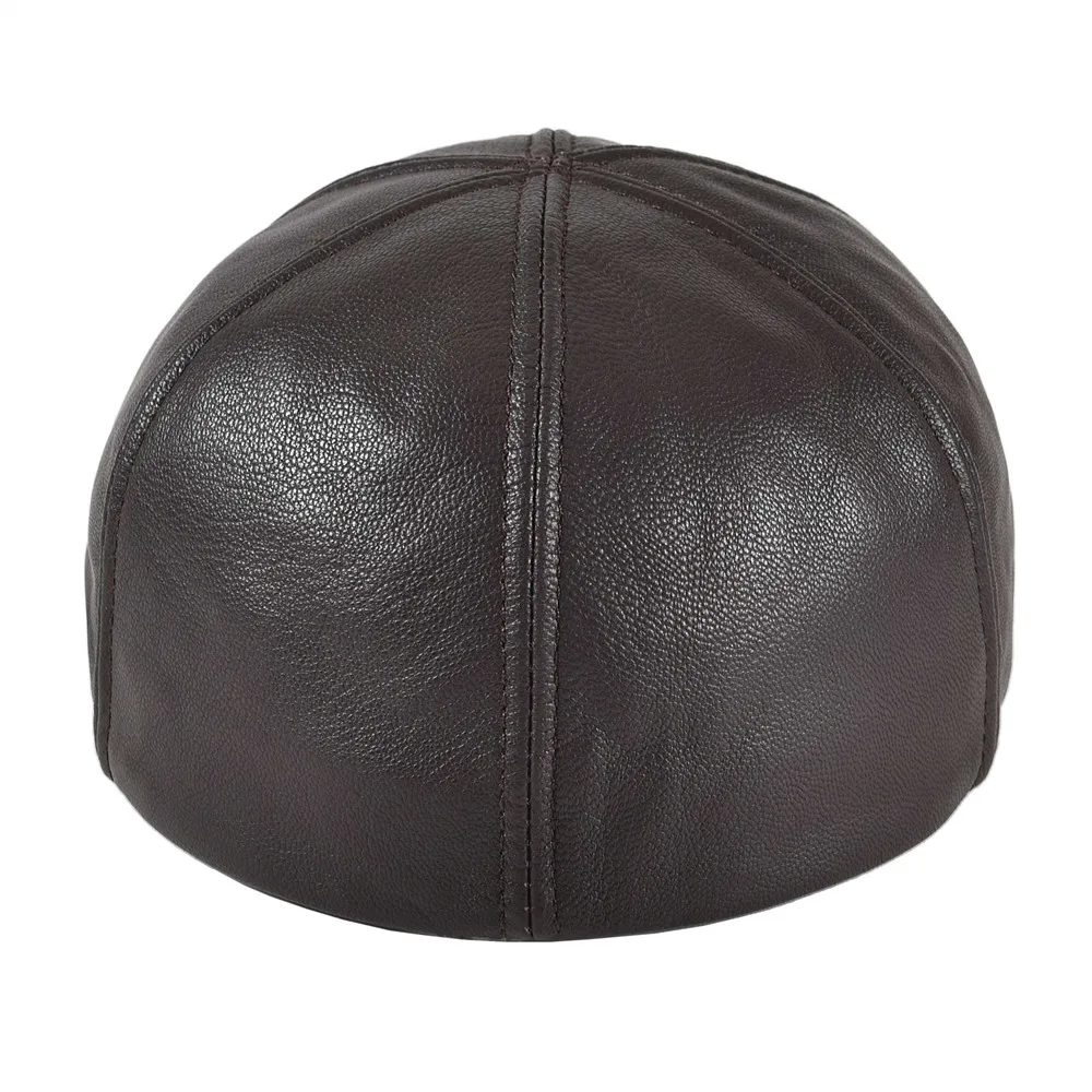 VOBOOM Leather Flat Cap Men Fall Winter Cabbies Hat Coffee Brown Ivy Caps Soft Smooth Textured Hats 154