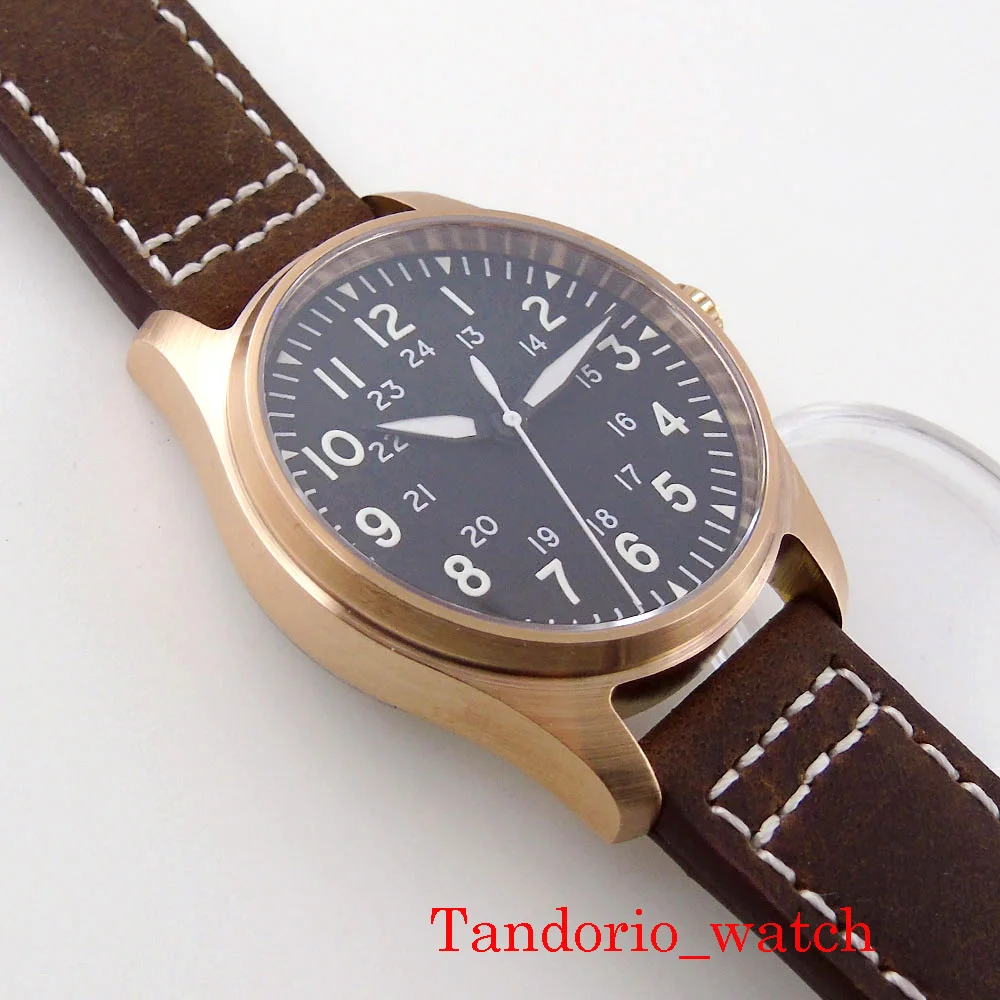 Tandorio NH35A PT5000 reloj automático para hombre, cronógrafo de cristal de zafiro con fecha C3, resistente al agua, 200m, bronce, m