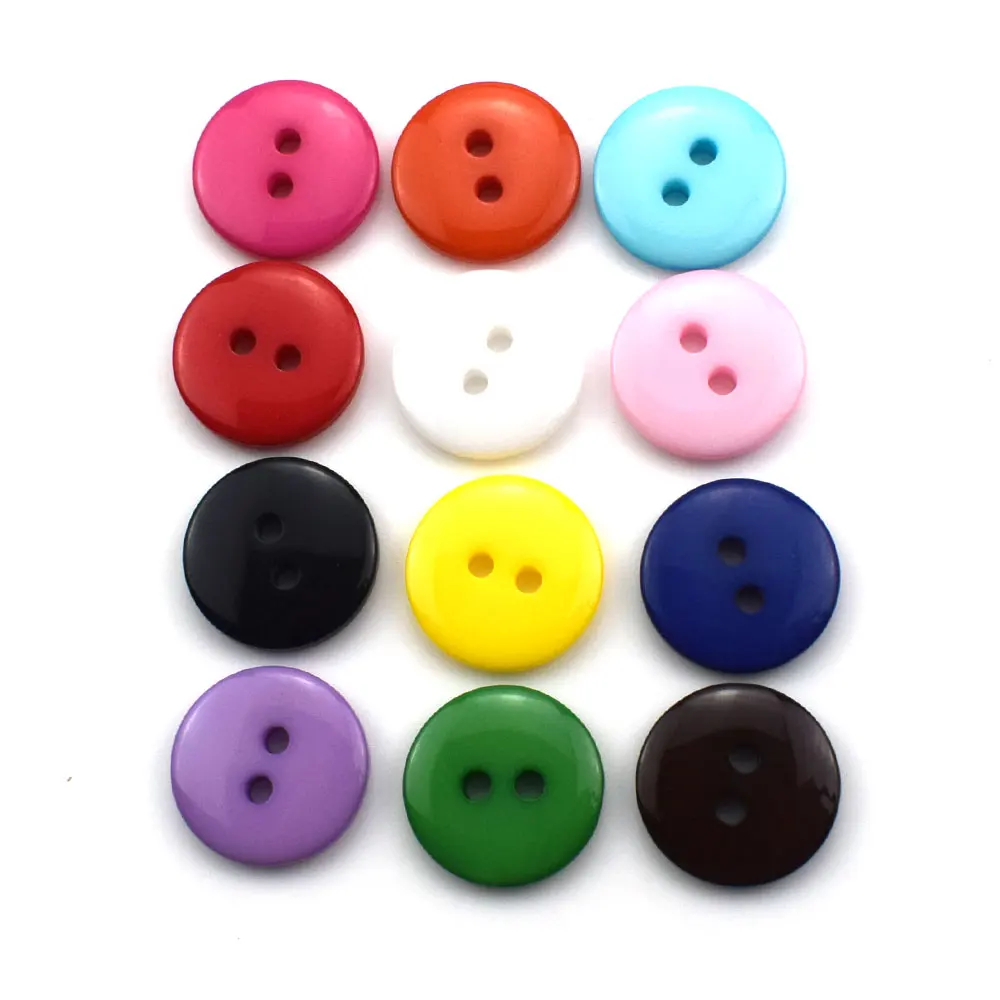 Vêtements de couture en résine, 100 pièces, boutons colorés en plastique, Scrapbooking ronds à deux trous, bottillons 9,11,15,20mm