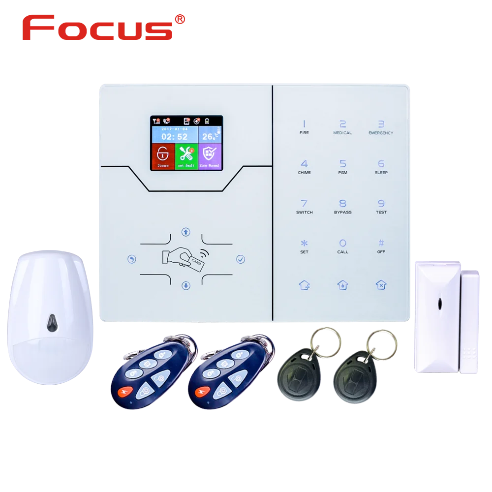 

Focus 433Mhz English Tex Menu TCP IP And 4G GSM Smart Home Security Alarm System With WebIE and App Control