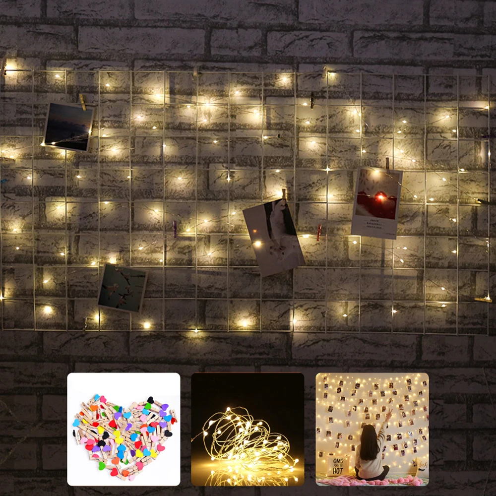 LED String Lights with 50 Colorful Clips for Hanging Pictures Photo Battery USB Operated Perfect Bedroom Wedding Wall Decor D30