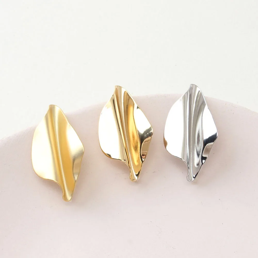 4PCS Diamond-shaped Pleated Ear Diy Earrings Jewelry Hand-made Accessories 18 K Gold