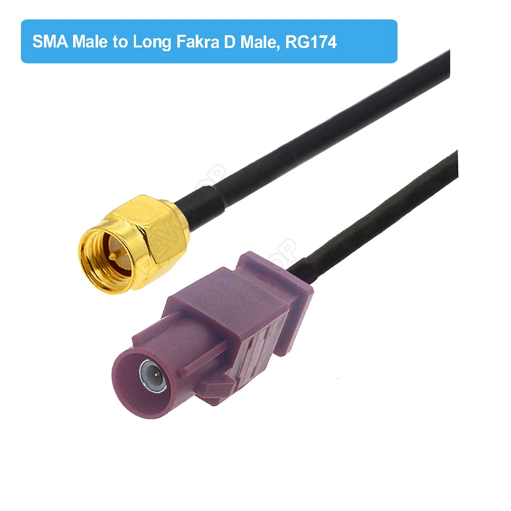 Bordeaux RAL4004 Fakra D Male / Female to SMA Male Plug RG174 Cable Adapter GSM Antenna Extension Cord RF Coaxial Pigtail Jumper