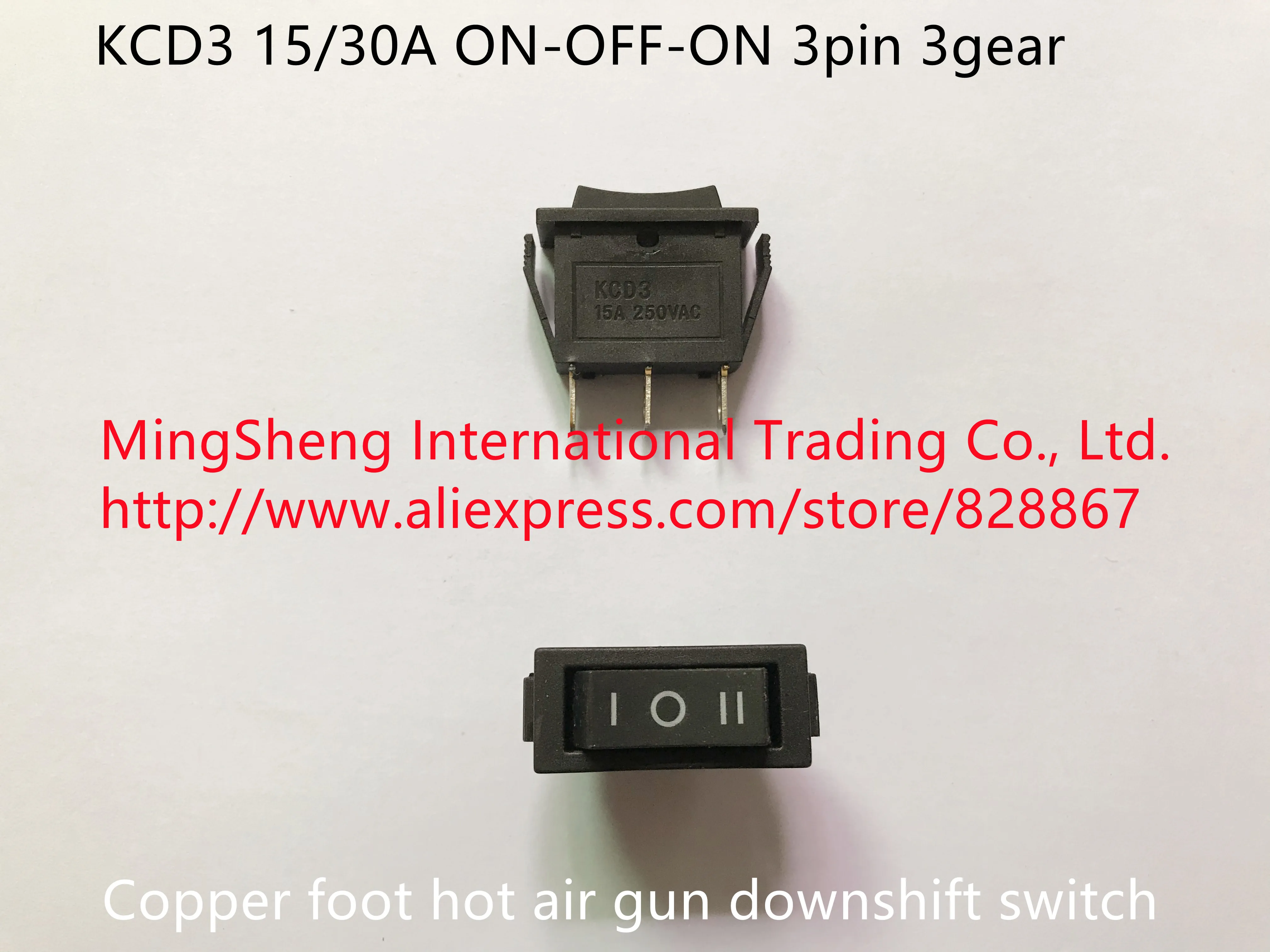 Original new 100% KCD3 15/30A ON-OFF-ON 3pin 3gear copper foot hot air gun downshift switch