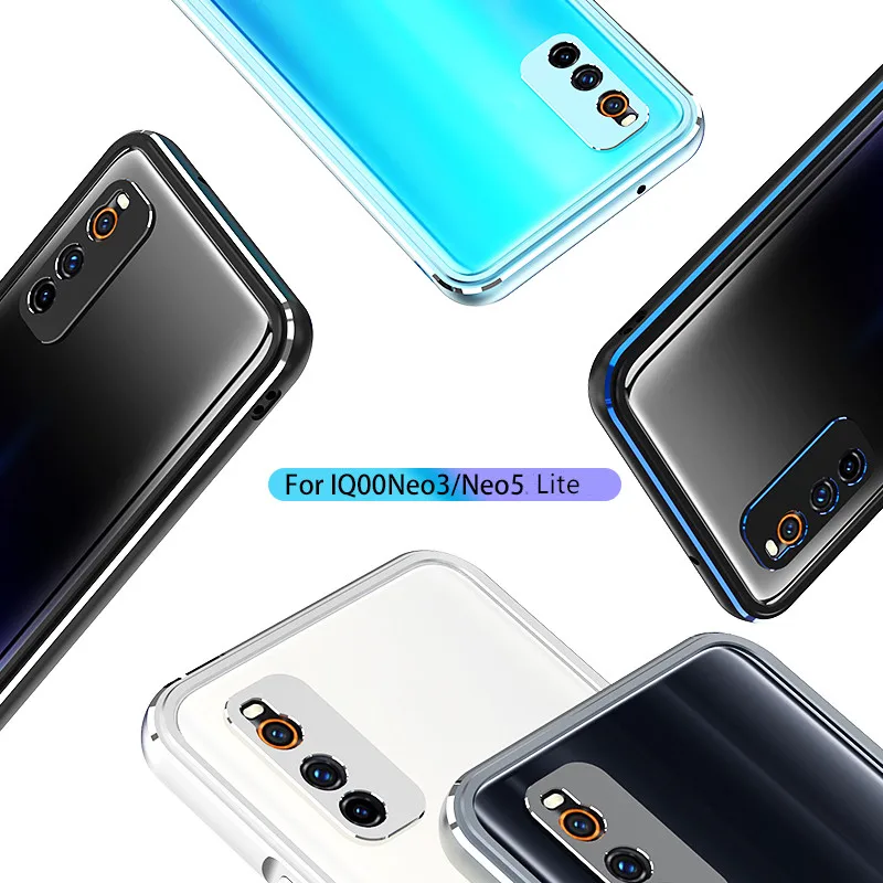 For IQOO Neo 3 /5 Lite VIVO Aluminum metal bumper Frame Slim Cover phone case+ carmera Protector
