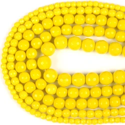 Natural Yellow Chalcedony Jades Stone Beads Faceted Loose Spacer Beads Necklace Bracelet Accessories For Jewelry Making Diy