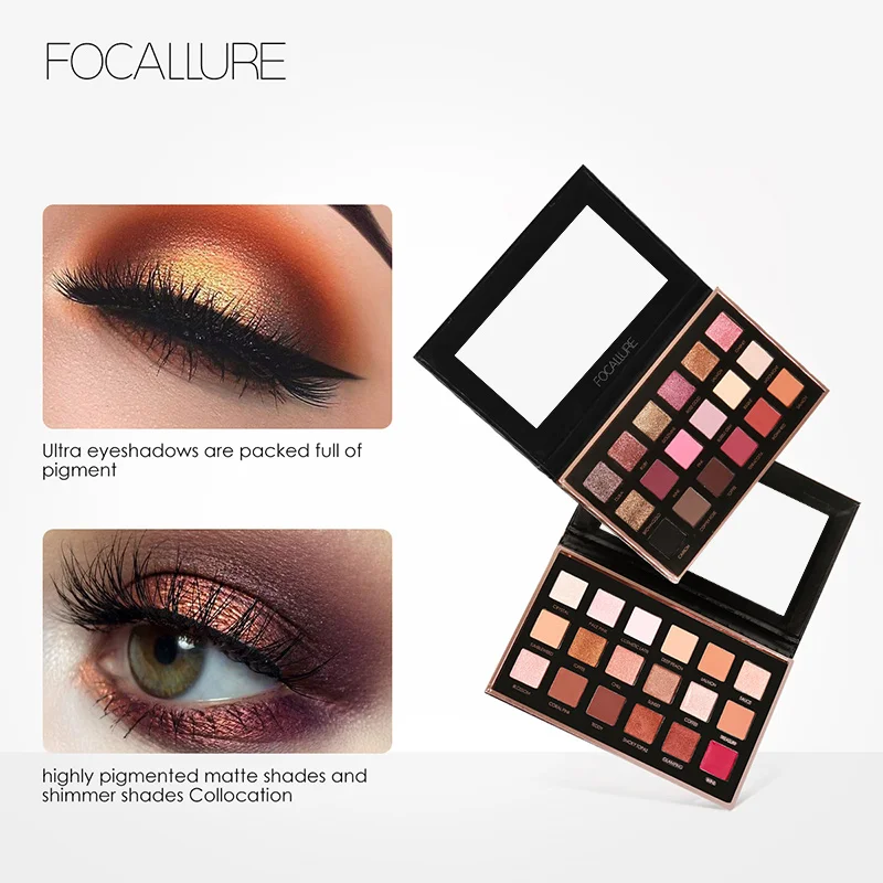 Focallure-Paleta De Sombra De Pigmento, Palete De Sombra Colorida, Marcador De Brilho, Shimmer, Maquiagem Matte, Cosméticos, 18 Cores