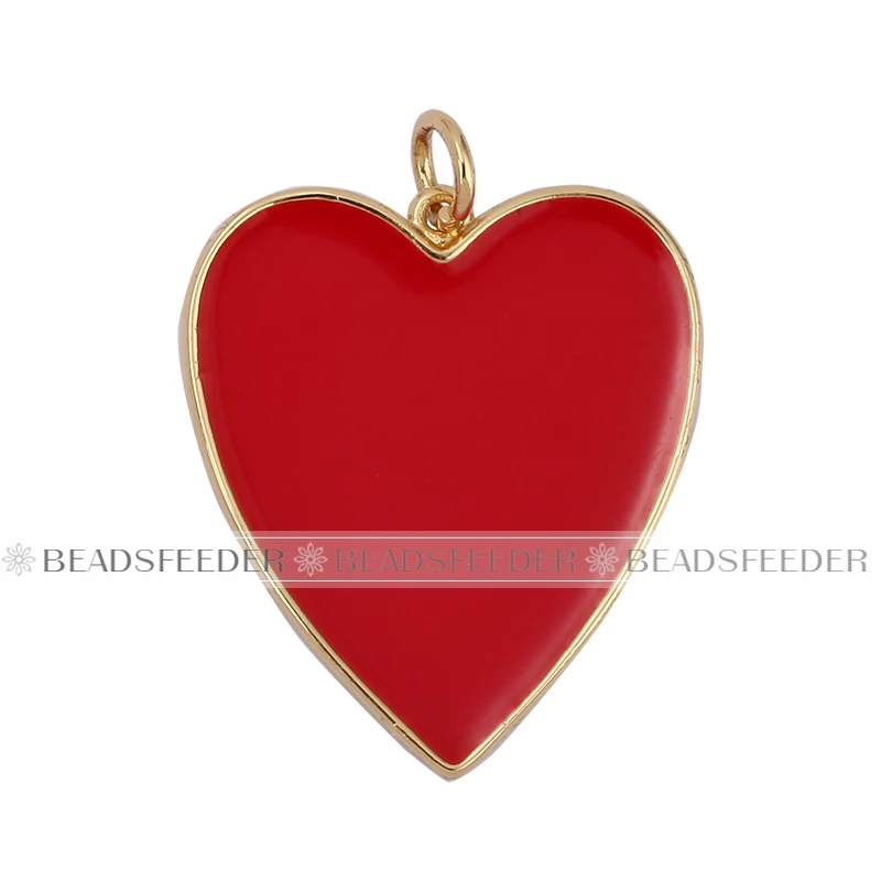 Bunte Emaille Herz Charme Neongrosa Orange Türkisblau Anhänger Öl fallen gelassen, echte vergoldete Farbe Halskette Armband k06 – Detail 10