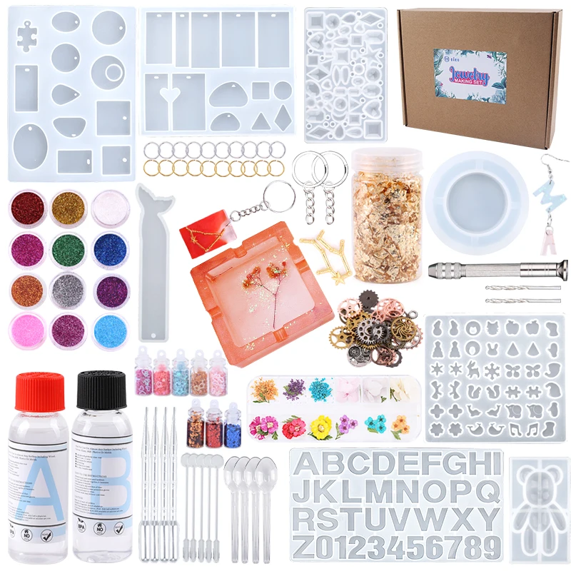 Resin Jewelry Making Starter Kit Silicone Casting Mold Resin Kits for Beginners with Molds and Resin for Jewelry Making Supplies